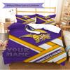 Name Individuell Minnesota Vikings Muster Bettwäsche Set Bettbezug Kissenbezug Heimdekoration Geschenk (1 Bettbezug + 2 Kissenbezüge, ohne Füllung)