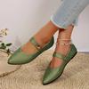 Pointed Toe Socks Women Flats Flat Chunky Single Shoes with A Line Mary Jane Shoes 2024 French Gentle Four Seasons Heel Shoes