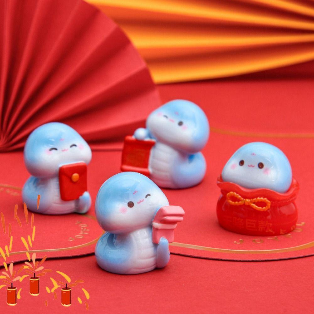 Cartoon Mini Snake Ornaments Resin Lucky Snake Figurine  For Home Decorations
