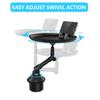 Car Cup Holder-Adjustable Car Tray-Side Table-Perfect Car Food Tray with Phone Slot and Swivel Arm