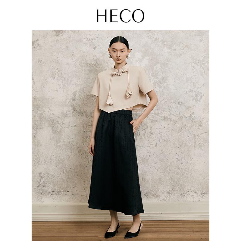 HECO New Chinese Style Frog Button Short-Sleeve T-Shirt for Women