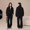 Damen Herbst/Winter Korallenfleece Yoga Set: Zweiseitige Reißverschlussjacke & Warme Weitbeinige Hose