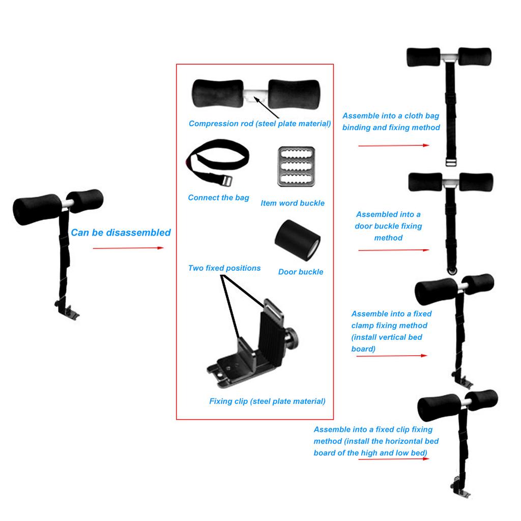 Bed Sit Ups Bar Adjustable Portable Lightweight Crunches Abdomen Trainer for Home Office Travel
