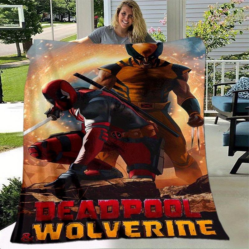 1pc Deadpool and Wolverine Printing Blanket - Soft, All-Season Throw for Living Room, Bedroom,Personalized Gift with Adorable Cartoon Design
