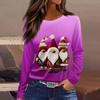 Damenmode Lässig Schlitz Saum Rundhals Langarm Lose Bedrucktes T-Shirt Damen Top