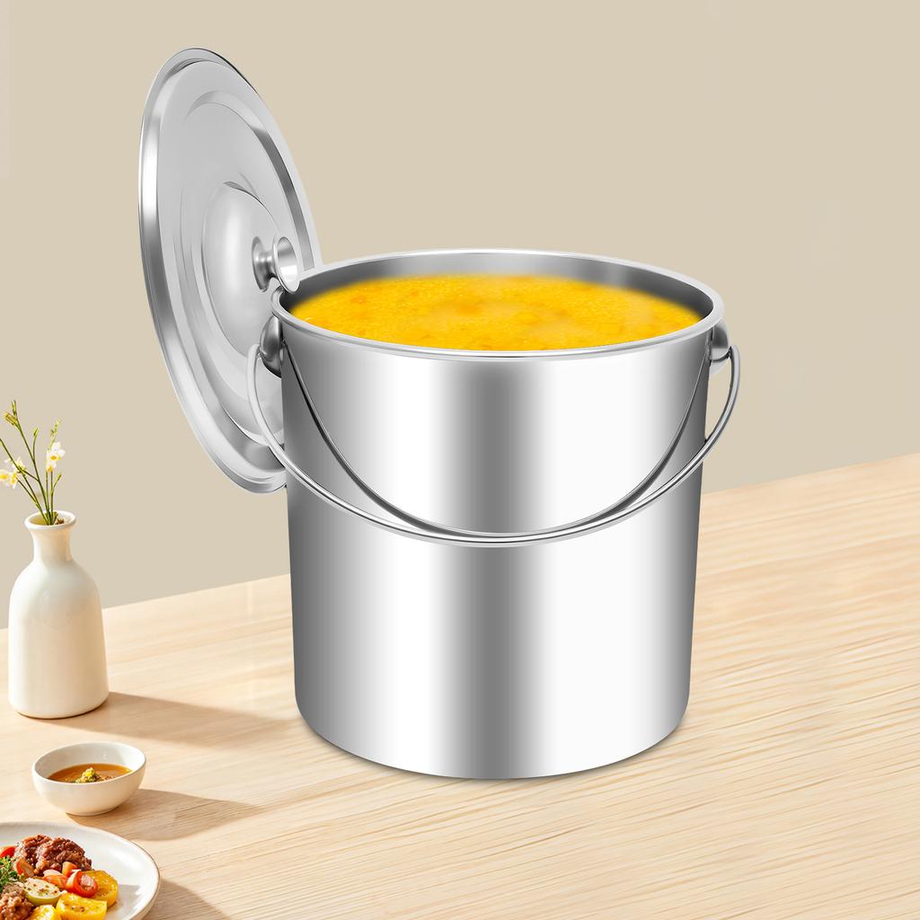Balde de Aço Inoxidável de 20L com Tampa, Cooler Balde de Gelo para Bebidas, Festa, Exterior, À Prova de Ferrugem, À Prova de Vazamento, Recipiente Isolado