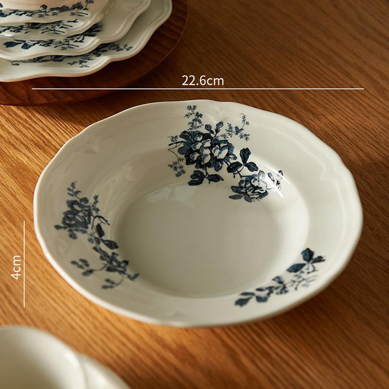 Lätt Lyx High End Matstallrik Fransk Stil Cirkulära Keramiska Tallrikar Hushåll Utsökta Skålar Restauranger Rätter Porslin