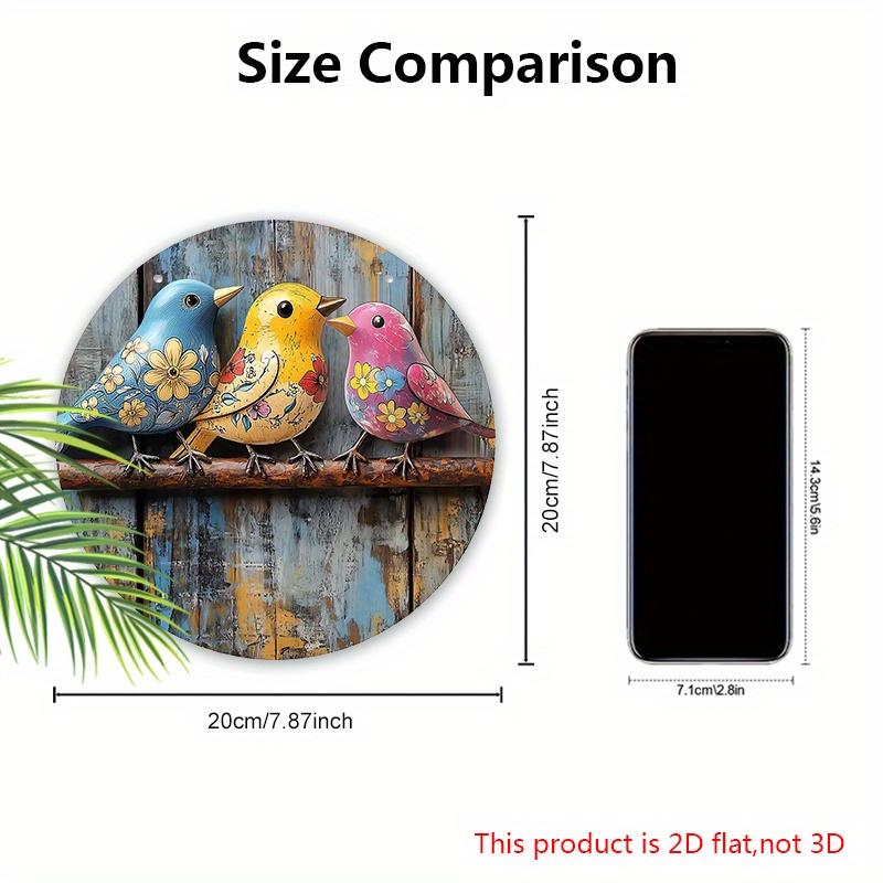 Rustic Colorful Birds Wooden Signs - Retro Circular Decorative Plaque - Ideal Hanging Ornament for Home Wall Club Cafe - Perfect for Room Decor