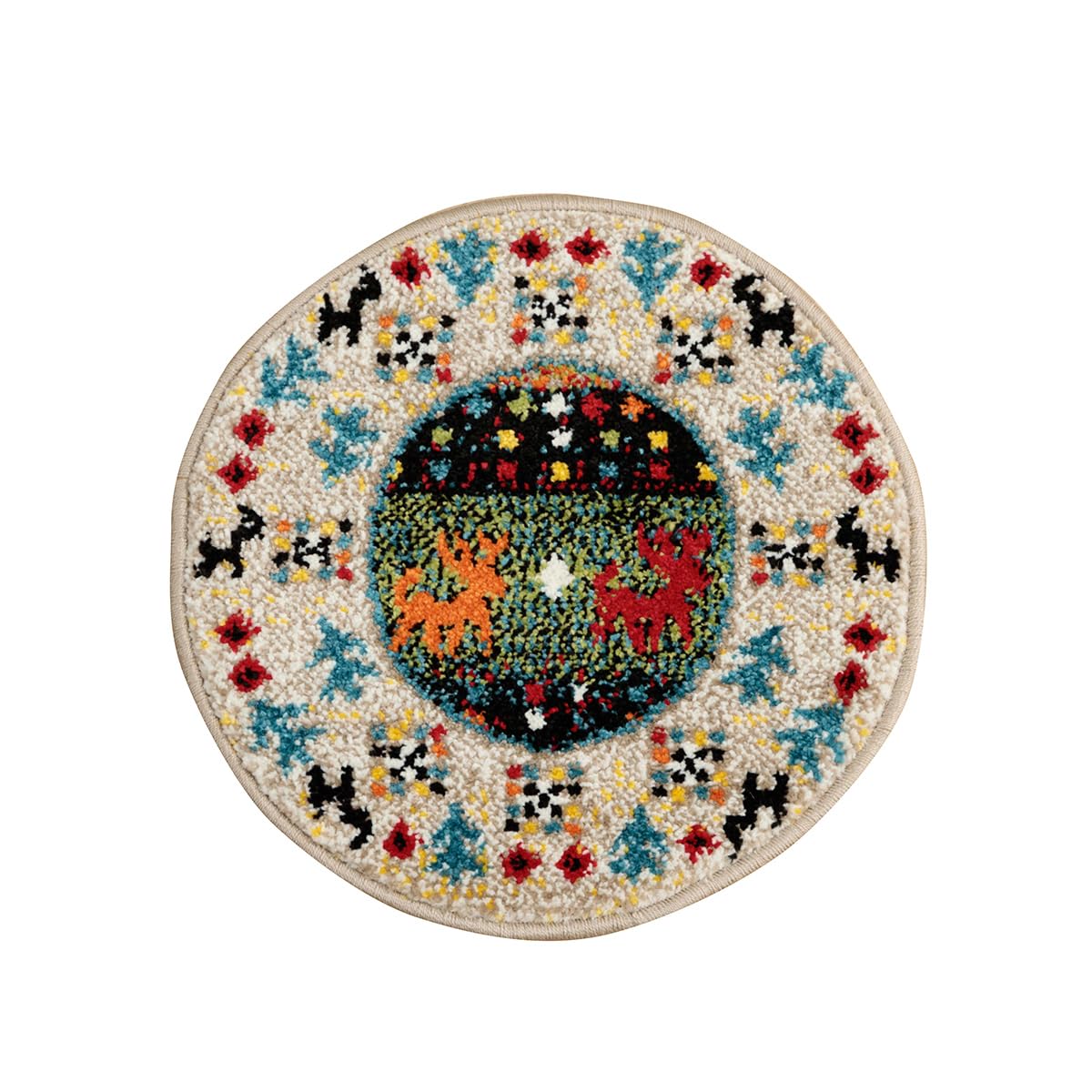 

IKEHIKO Подушка на стул Круглая Круглая Вилтон Сделано в Турции Узор Габбе Ибица Слоновая кость 40 см Круглая Скандинавская Стильная Подушка на стул Подушка для сиденья