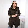 Hooded Sports Fleece Sweatshirt Casual Long-sleeved Zipper Jacket Women's Plus-size Solid Color Jacket