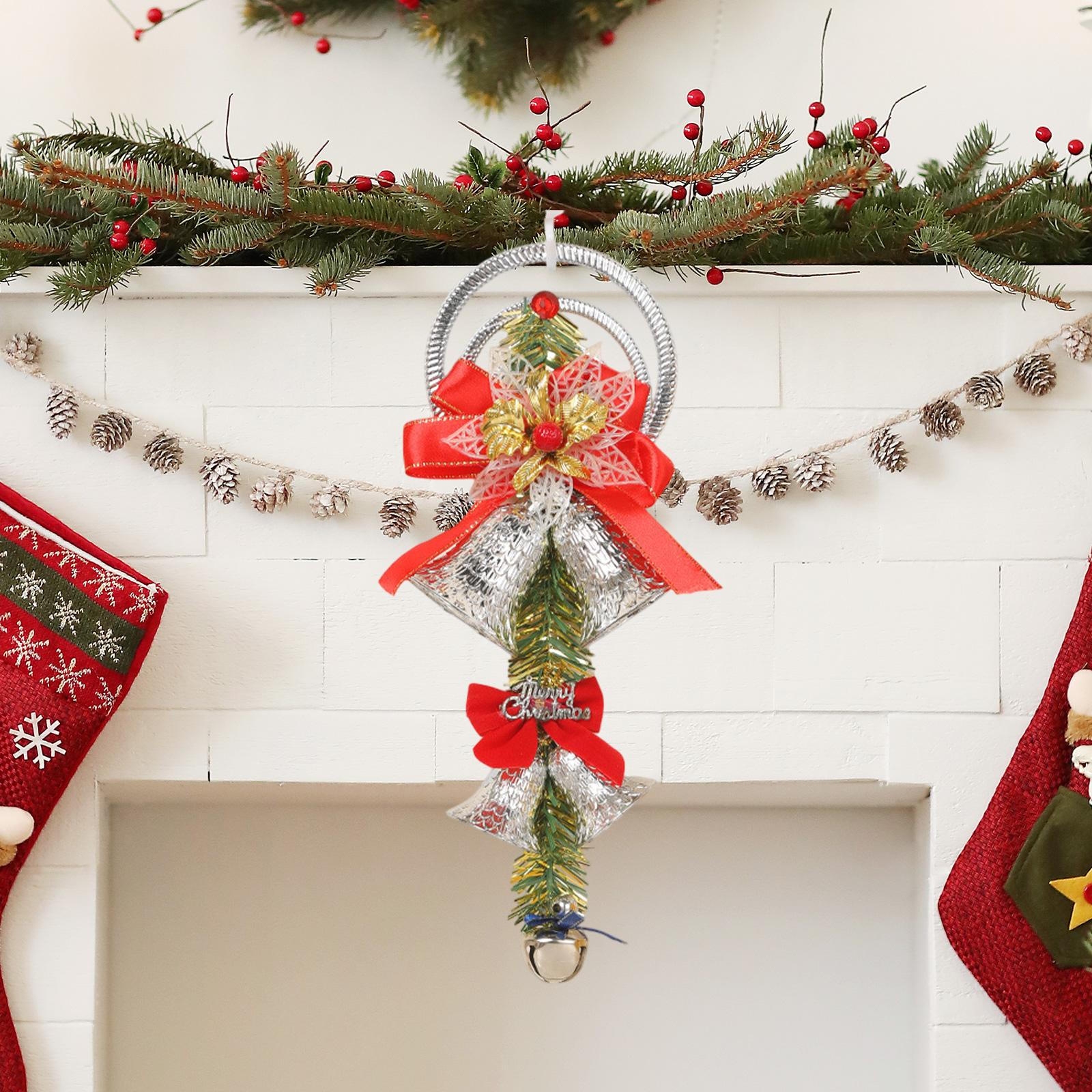 

Рождественский колокольчик, подвеска с бантом, подвесное украшение для рождественской елки для вечеринки в отеле серебряный