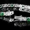 A 5mm copper inlaid white zirconium green zirconium tennis bracelet fashionable eight-character buckle chain, chain