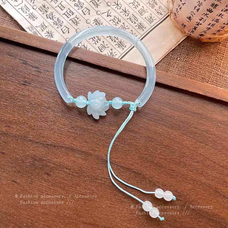 

Нові китайські середньовічні браслети з лотосом і довгою китицею з відчуттям високого стилю 1 pcs синій