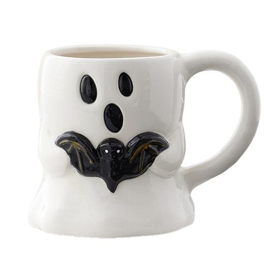 Halloween Ceramic Mug Cute Ghost Pumpkin Cup Reusable Spooky Coffee Cup with Lid Unique Halloween Party Gifts