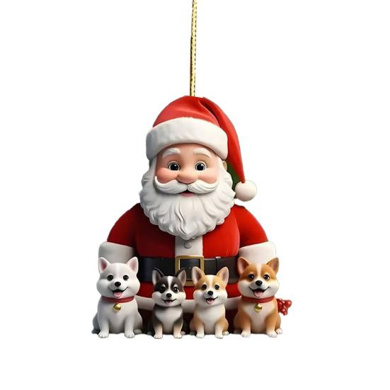 Christmas Ornament 2D Acrylic Dog/Bear/Bee/Rabbit/Rooster Hanging Decoration Cartoon Animals Xmas Tree Pendant for Home