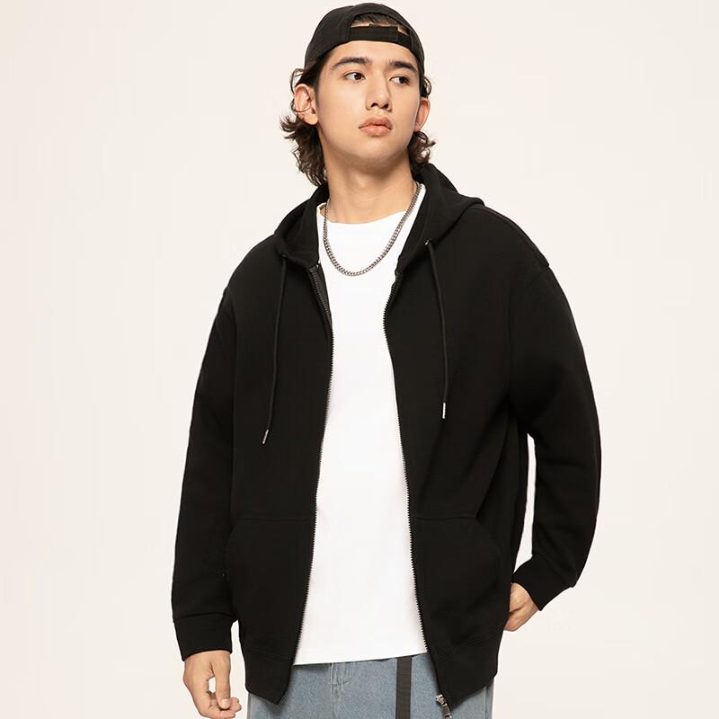 GENIOLAMODE Męska bluza z kapturem zapinana na zamek o gramaturze 300G