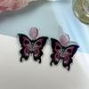 Silver Needle Butterfly Skull Acrylic Halloween Earrings for Women