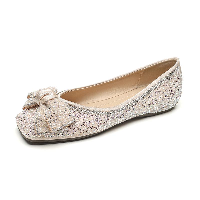 

Women s Autumn 2025 Rhinestone Bow Flats - Evening Slip-on Fairy Shoes, Perfect with Skirts, Plus Size Available 40