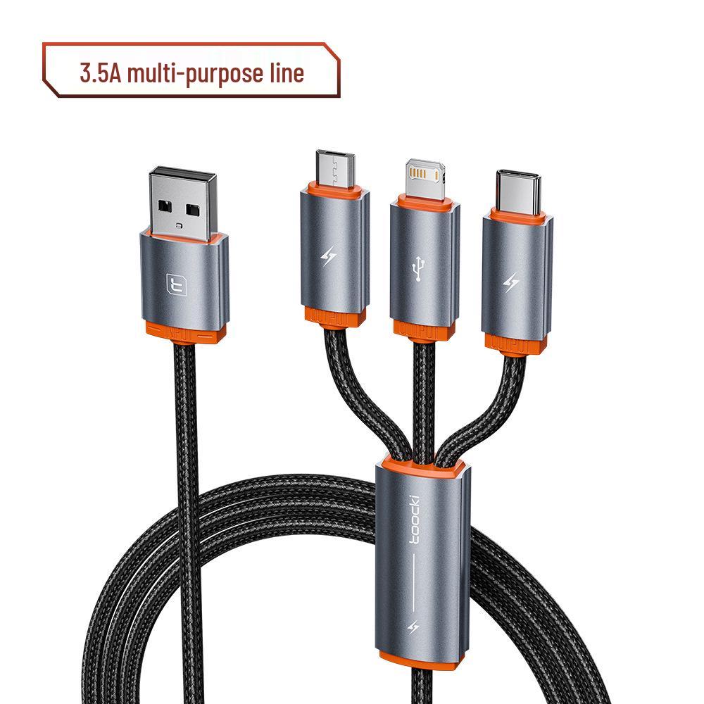 

Toocki 3-in-1 Charging Cable for Samsung, Huawei, Apple 14/13 - Multi-Device Data and Charging Cable. 0.6m Orange