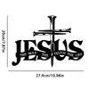 Jesus Metal Wall Decor - Black Cross with Praying Hands & JESUS Lettering - Christian Church, Home, Office Decoration