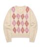 LEE Women'S V-Neck Argyle Knit Beige