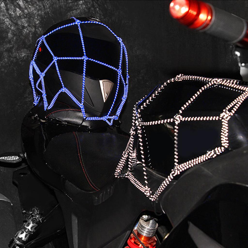 Motorcycle Reflective Cargo Net 16"x16" Bungee Cargo Net Stretchable Luggage Thicken Netting FuelTank Helmets Mesh