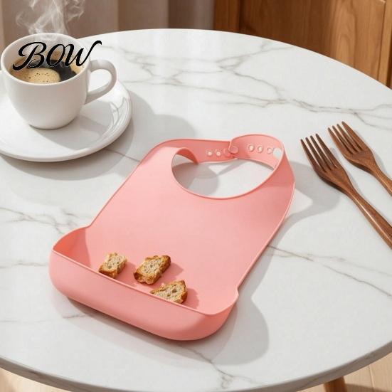 Fleckbeständige Lätzchen für Erwachsene, Silikon-Lätzchen, mit vertieftem Essensauffang-Design, 6-fach verstellbar, Langlebig für das Essen, Schnallenverschluss am Hals, Wasserdicht, Waschbar, Weich