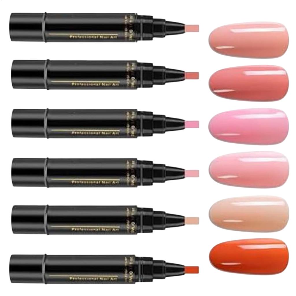 6 Pezzi Penna Gel per Unghie 3 in 1 Multicolore 5ml Asciugatura Rapida Senza UV Design per Unghie Fai-da-Te Colori Durevoli Set di Pennelli per Pittura Manicure