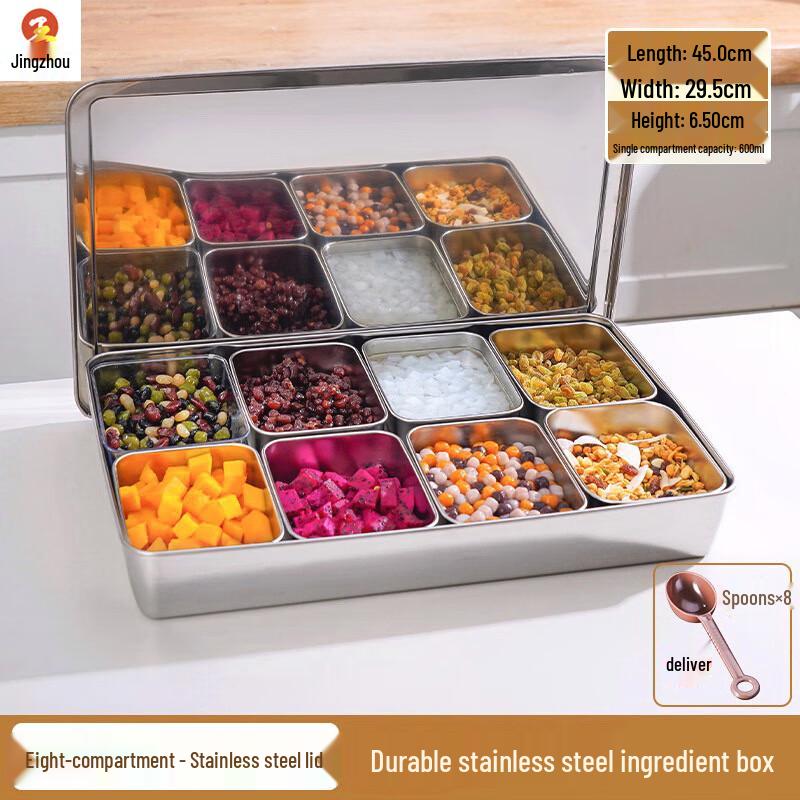 

Stainless Steel 8-Compartment Food Container Set
