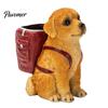 Hand Painted Dog Stationery Holder Golden Puppy Backpack Pen Holder, Cute Animal Storage Ornament, Resin Desktop Organizer, for Office And Study Craft