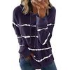 Women S Striped Printed Loose Fit Hooded Sweatshirt Top