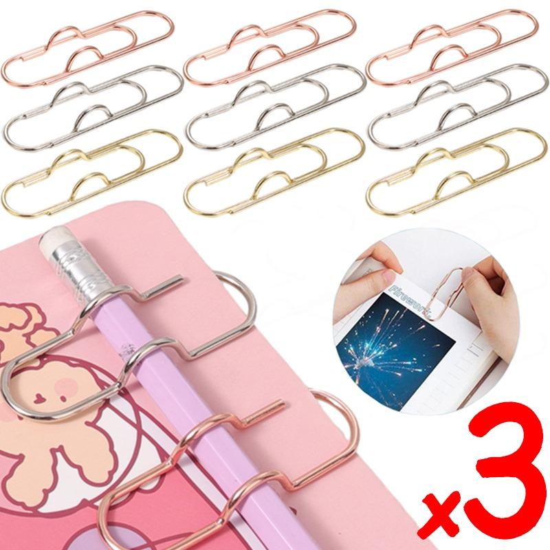 3-1Pcs Paper Clips Metal Pen Holder Clips Multi-functional Fix Clips Journal Document Clip Notebook Pin Pocket Accessories