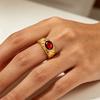 Oval Colored Zircon Ring Woman Stainless Steel Natural Stone 18K Gold Plated Metal Shiny Waterproof Party Jewelry Gifts