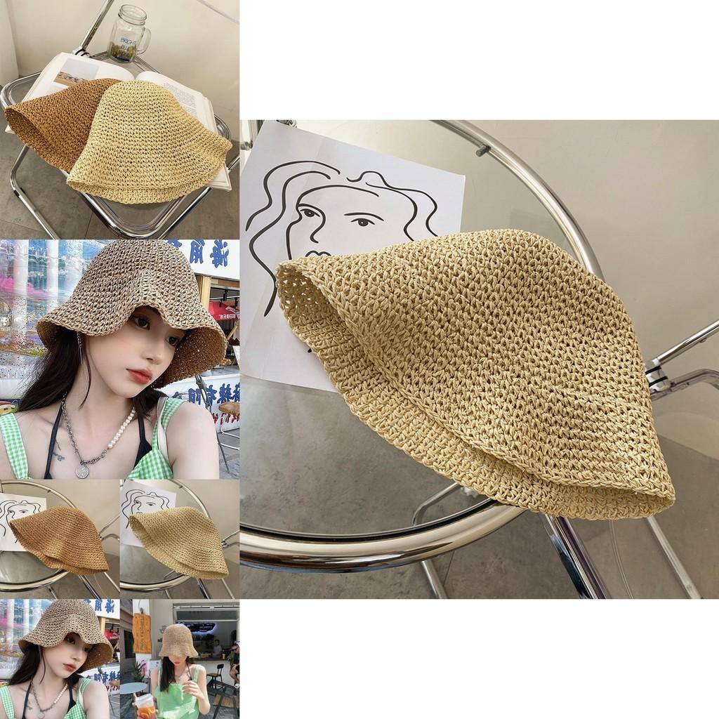 Elegant Women's Spring Summer Woven Sun Hat Foldable Breathable Beach Straw Hat