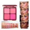 4 Color Matte Cream Blush Highlighter Palette Pink Peach Expanding Color Natural Water Light Blush Rouge Portable Face Cheek Tin