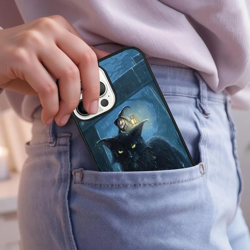 Witchcraft Halloween Cat Dark Witch Soft Phone Case For iPhone 17 Air 15 16e 14 13 Pro Max Coque 12 11 Pro Max PLUS Cover