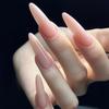 Wine Red Fake Nail Tips Long Pointed Head Glossy Press on Nails Wearable Full Cover INS Gradient Color False Nail Tips 24pcs