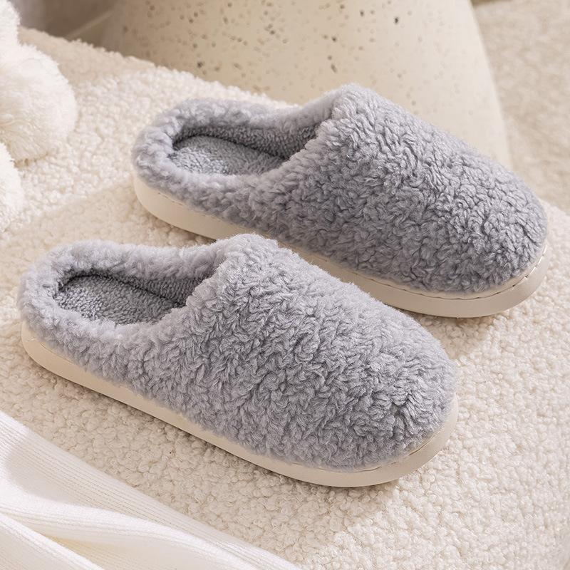 Qida Shun autumn and winter home cotton slippers, new indoor and outdoor plush couple warm wool cotton mop