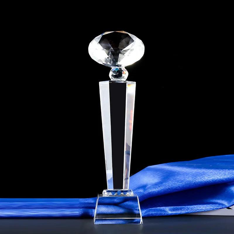 Customized Transparent Crystal Trophy, Column Sculpture, Glass Decoration, Competition, Activities, Awards, Home Decoration, 1Pc