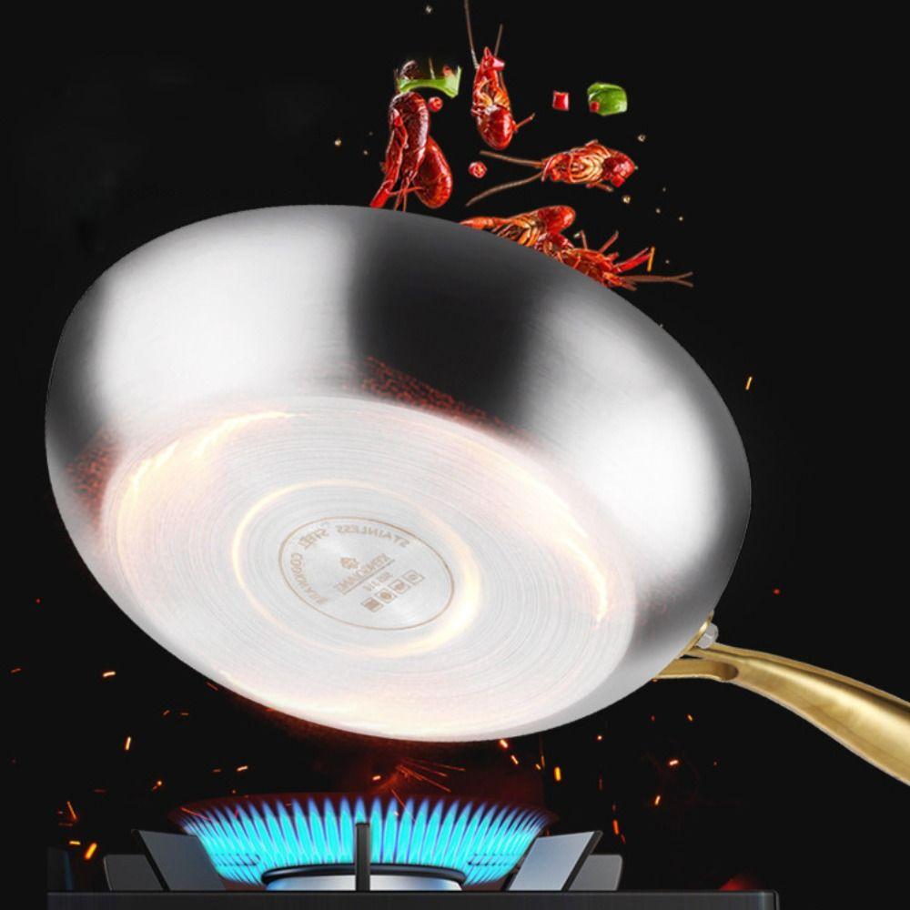 Universal Frying Wok 316 Stainless Steel Steak Skillets Kitchen Cookware Uncoated Frying Pan Steak