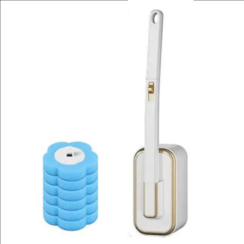 Disposable Toilet Brush Set with Replacement Heads Long Handle Automatic Lid Cleaner Brush Bathroom Hygiene Cleaning Tool Kit