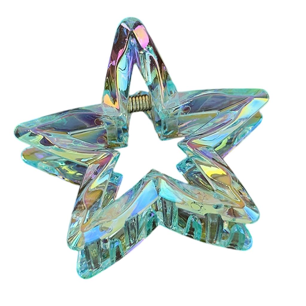 1Pc Crystal Candy Colored Hair Clip Dazzling Hollowed Out Five Pointed Star Hair Claw Stylish Elegant Acrylic Barrettes For Women Girls