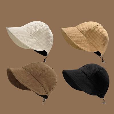 Fashion Sun Visor Hats For Women Sun Hat Solid Color Protection Wide Brim Enlarged Rounded Edge Women Pull Rope Adjustment
