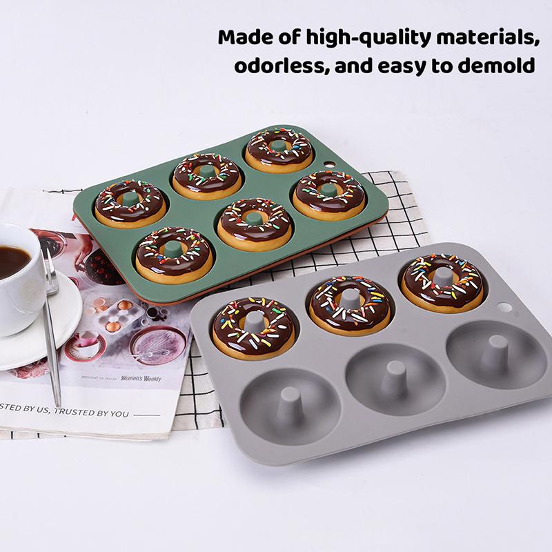 Silicone Donut Mold Diy Handmade Cake Mold Oven-Resistant High Temperature Baking Round 6-Cavity Cake Mold