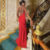 Herbst und Winter Damen Temperament Sexy Big Backless Solid Color Slim-Fit Senior Dress Neckholderkleid