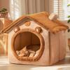 All-Season Enclosed Cat House Villa Washable Dog Bed Winter Insulation Sleeping Nest for Cats