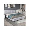 Lit double - MUVOE - 180 x 200 cm - Rembourré - 4 tiroirs - Gris