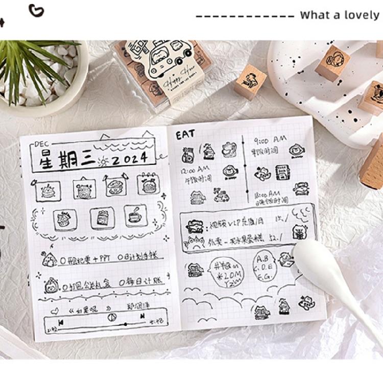 Wood Rubber Stamp Lovely Cats Stamp Animal Stamp Decorative Stamp Cartoon Dogs Stamp