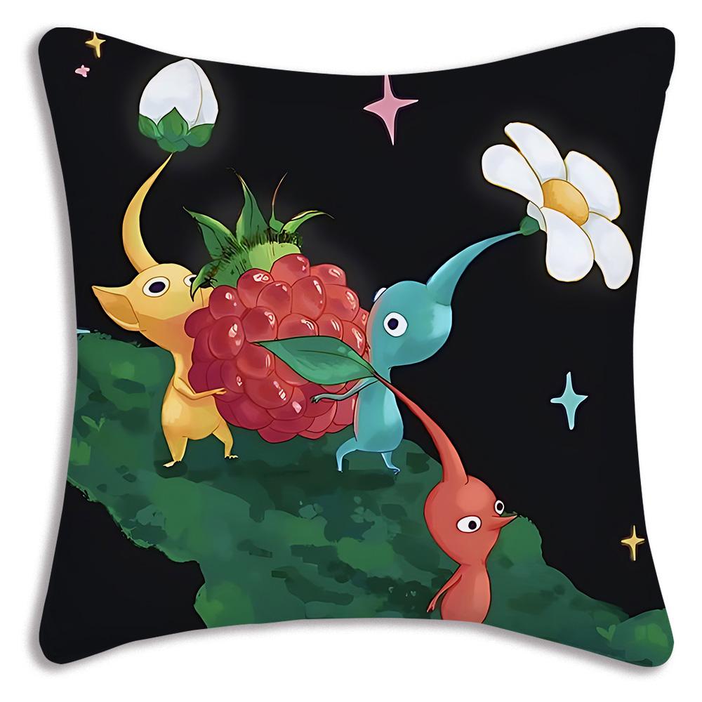 Cartoon Hey For Pikmins Pillow Covers Cartoon Sofa Decorative Home Double-sided Printing Short Plush Cute Cushion Cover