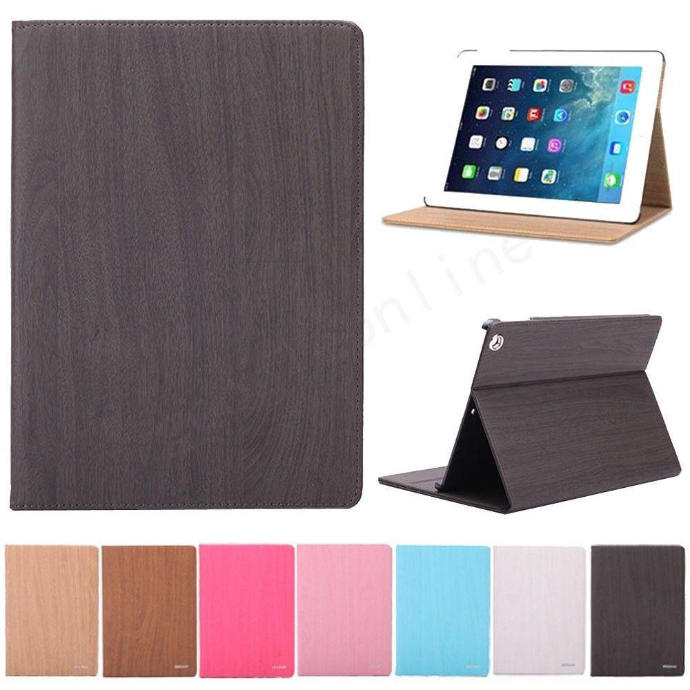 Premium Holzmaserung Smart Wake Sleep Ständer Flip Case Hülle für Apple iPad 2/3/4 Air Mini mit zeitlosem Retro-Design
